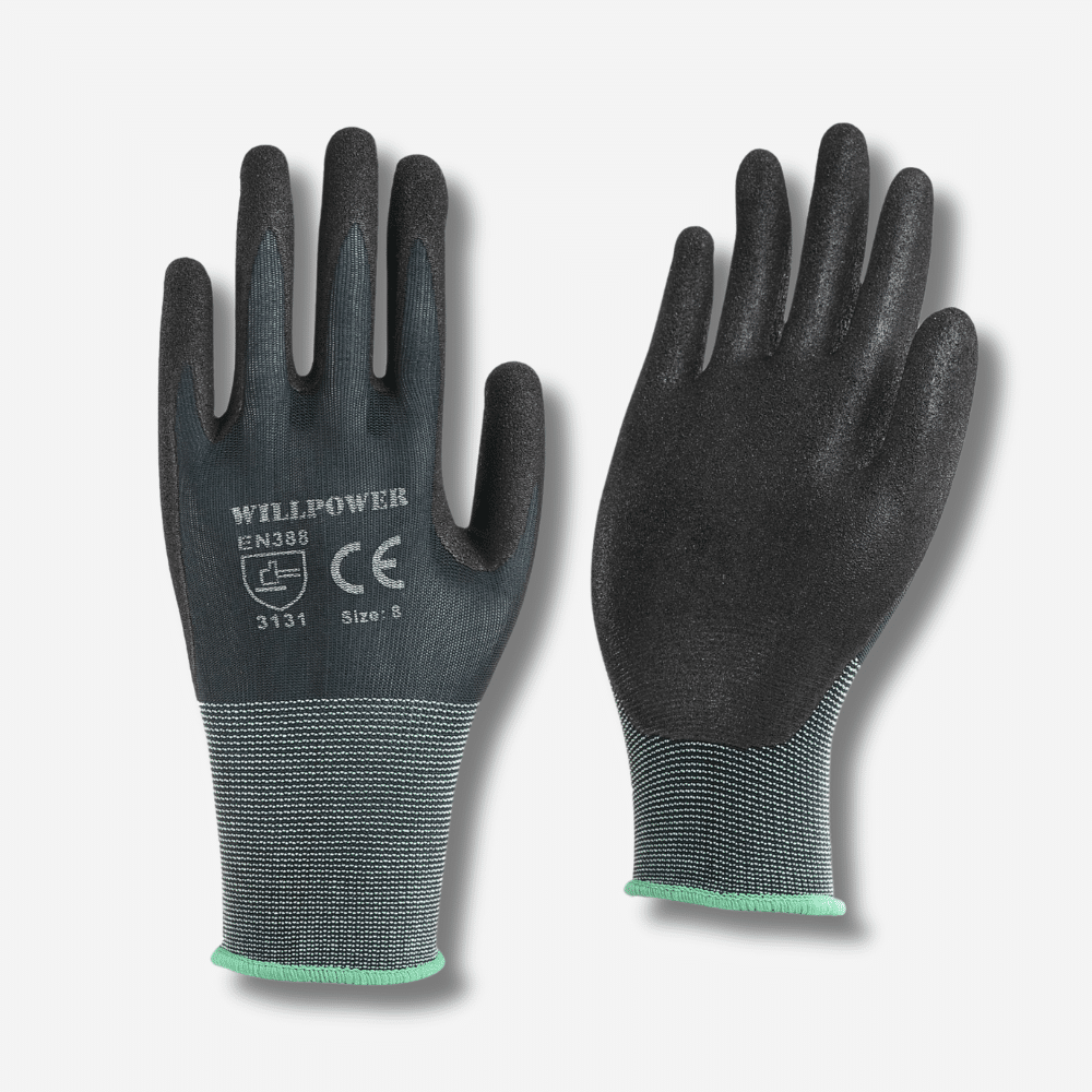 Improved black green work gloves